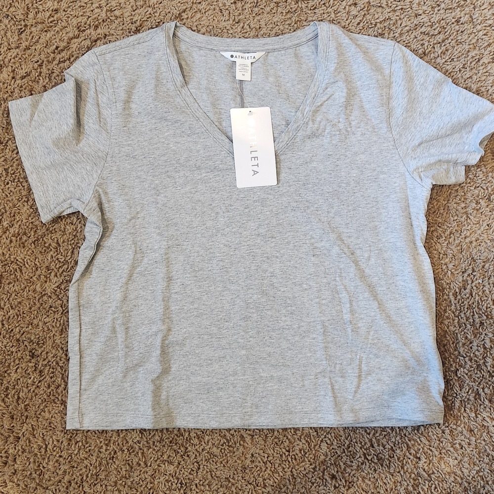Gray V-Neck T-Shirt by Aritzia
